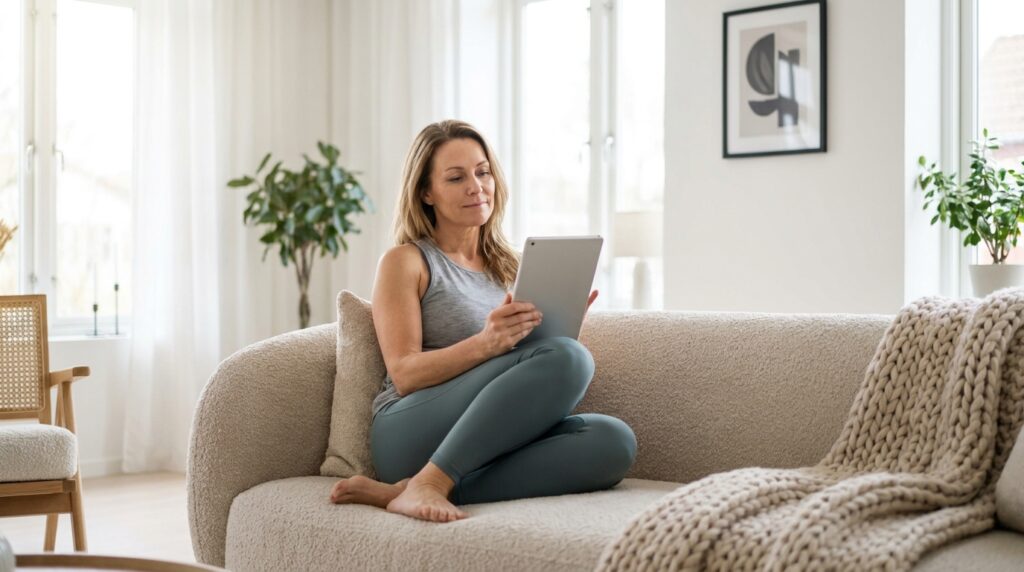 An adult in their mid-40s proactively reviewing preventive screening and health milestones recommended by a specialist in Pearland TX.